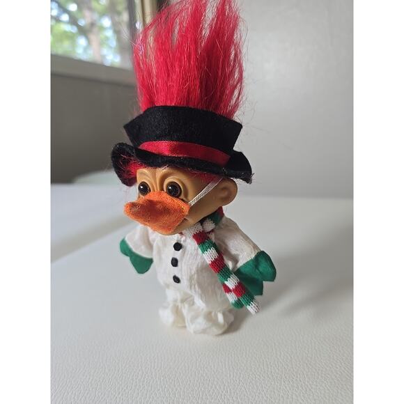 5" Russ Troll Doll Vintage Christmas Snowman Troll Doll With Carrot Nose Holiday - Picture 2 of 8